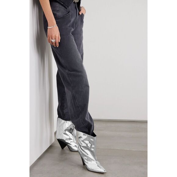 ISABEL MARANT Miyako mirrored faux leather ankle boots Sz 35 (5) $1490 - Picture 1 of 4